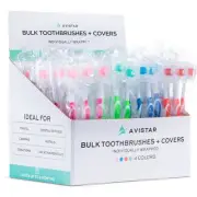 104 Pack Bulk Toothbrushes w/Cover Caps, Individually Wrapped Disposable Trav...