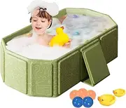 Rrlihjgu Portable Bathtub for Bathroom Folding SPA Tub Foldable Bathtub with Non-Slip Base,Multifunction Small Bathtub for Bathing,Durable Foldable,Includes 2 Ducks,5 Balls,for Kids 0-8