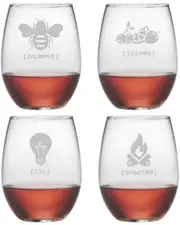 Susquehanna Glass Tipsy Assorted Set of 4 Stemless Wine Glasses