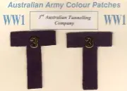 AIF TUNNELLING COY WW1 AUSTRALIAN ARMY COLOUR PATCHES - ANZAC HISTORY