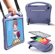Bam Bino Space Suit Rugged iPad 11th Generation Case for Kids, Fits iPad Air 11 M2/M3, Pro 11 M4 (2024), 10th Generation, Built-in Screen Protector, Handle, Shoulder Strap (Nebula Violet)