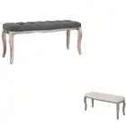 Solid Wood Bench Linen Fabric Foot Stool Ottoman Cream White/Dark Grey vidaXL