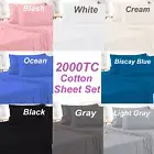 2000TC Organic Cotton Sheet Set Flat&Fitted&Pillowcase Single/Double/Queen/King