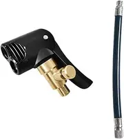 Double Pump Head Dual Nozzle Presta Schrader Valve Thread Connector Tire Air Inflator Replacement Mouth Adapter with Extension Horse Tube for Bicycles and Electric Bicycles