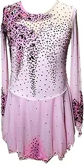 [Zagitova] Figure Skating Dress for Girls with Shiny Rhinestone Long Sleeve Gradient Women Competition Dance Outfits