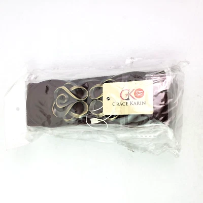 Grace Karin GK Womens Sz M Brown Black White Vintage Stretchy Elastic Belts 3Pk