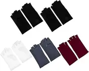 [Veemoon] 5 Pairs Sun Protection Gloves Fingertip Light Brown Women Outdoor Black Sunscreen Driving Driver Gloves Grip Fingerless Sleeves Protection from Sun Spandex