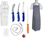 Butcher's Ultimate Tool Kit Combo - DBONE Knife Pouch/ 6" Knives/ 12" Steel/Apron + 1 Chain