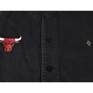 MARCELO BURLON X NBA 金屬LOGO芝加哥公牛隊造型厚磅純棉短袖牛仔球衣(男款/黑)