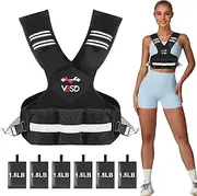 VBSD Adjustable Weighted Vest for Men Women, 4-10lb/11-20lb/20-32lb Vest with 6 Ironsand Weights, Body Weight Vest with Reflective Strip for Running, Walking, Strength Training, Workouts