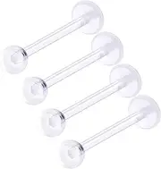 [MATIGA] 4Pcs Retainer Flexible Clear 16g Labret Studs Piercing Jewelry Lip Snake Bite Cartilage Tragus Marilyn Monroe More Choices