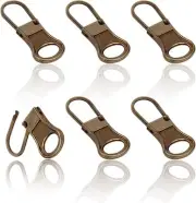 LUTER 6pcs Replacement Zipper Tabs, Detachable Metal Pull Cord Bronze