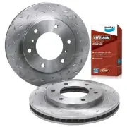 Front Slotted & Dimpled Disc Brake Rotors + Bendix 4WD Pads for Triton ML MN MQ (for: Mitsubishi)