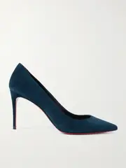 [Christian Louboutin] Christian Louboutin - Kate 85 Suede Point-toe Pumps - Navy - IT41 IT 41 Blue