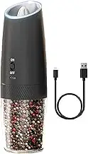 Electric Pepper Mill - Automatic Pepper Mill Shakers with LED Light Adjustable Coarseness Rechargeable,Electric Salt Grinder Set Refillable Home Kitchen Supplies for Daily Use