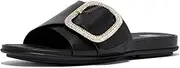 [FitFlop] Women's Gracie Crystal Maxi-Buckle Leather Slides Sandal