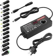 SHNITPWR Universal Power Supply DC 24V 12V 5V 6V 9V 14V 19V Adjustable AC/DC Adapter 100V~240V AC to DC Variable Power Converter Multi-Voltage 3.5V ~ 24V 6A 144W Power Adapter 14 Tips LCD Display