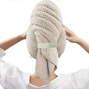 Bigger Size Microfiber Hair Towel Wrap for Women - Fast Drying Hair Turbans Microfibre Hair Towel for Long, Thick, Curly Hair - Super Soft Hair Wrap Towels with Elastic Strap H HOME-MART(Camel)