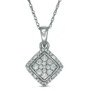 0.25 CT. T.W. Composite Natural Diamond Tilted Square Frame Pendant in 10K White Gold