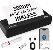 Inkless Portable Printer for Travel, Wireless Thermal Printer Support 8.5 X 11 I