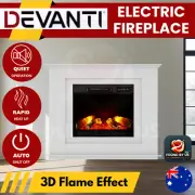 2000W Devanti 3D Flame Effect Electric Mantel Fireplace Heater w Remote Timer