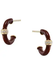 V BY Laura Vann Erin Enamelled Hoop Earrings - Brown - One Size One Size