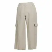 EILEEN FISHER Natural Organic Linen Crop Cargo Pants 10