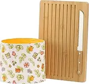 THUN Happy Country Wooden Board Set, Knife and Bread Bag