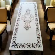 60"x36" Antique White Marble Coffee, Dining or Side Table Multi Stone Floral Dec