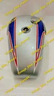 Triumph T140 Blue & Silver Painted Alloy Gas Fuel Petrol Tank With Cap+ Badges