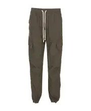 drawstring-waist cotton track pant XL Brown
