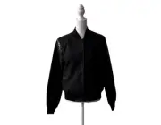 7 For All Mankind S Bomber Varsity Jacket Snap Buttons Faux Leather Sleeves