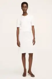 $245 REBECCA TAYLOR Mini Bouclé Skirt XL Blanc White Pencil Knit Italian Cotton