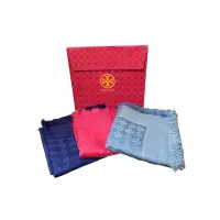 在飛比找蝦皮購物優惠-TORY BURCH 雙面Logo流蘇圍巾 保證正品