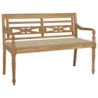 vidaXL Batavia Bench with Beige Cushion 120 cm Solid Teak Wood 2BB