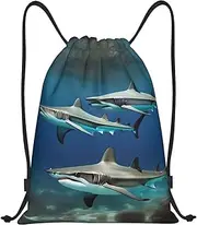 [EdWal] Hammerhead Sharks print Drawstring Backpack Drawstring Gym Bags Draw String Bags Backpack for Sports, Gym, Travel