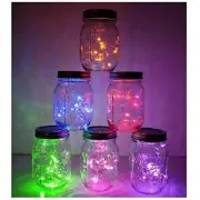 6 Pack Mason Jar Lights, 20 LED Solar Multi-Colored Fairy String Lights Lids ...