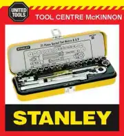 STANLEY 89-507 21 PIECE 1/4” DRIVE METRIC & IMPERIAL SOCKET SET IN METAL CASE