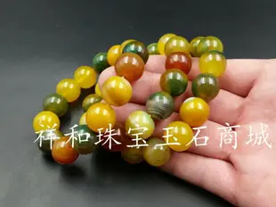 新款天然玉石黃瑪瑙圓珠手鏈黃玉髓圓珠手串玉石圓珠手鏈