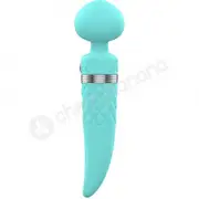 Pillow Talk Sultry Teal 8&quot; Dual Ended Heated Massager Wand With Swarovski Crystal