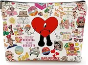 Bad Rabbit Makeup Bag Red Heat Merch Zipper Pouch Makeup Bag Funny Singer Merchandise for Women Friends Gifts Travel Cosmetic Bag, white, Polyester Fibre and Has a Metal Zipper.