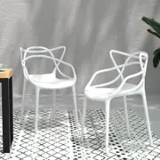 4PC Gardeon Outdoor Dining Chairs PP Portable Stackable Chair Patio Furniture White