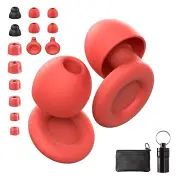 Ear Plugs for Sleeping Noise Reduction Reuseable, Concerts, Focus, Travel, (Red)