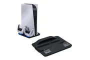 Vertical Stand with Cooling Fan and Dual Controller Charging Charger Dock Station for Sony Playstation 5 PS5 Console and Controllers