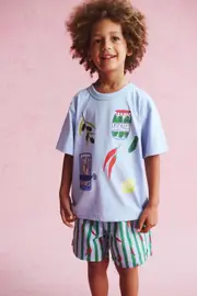 [Cotton On Kids] Cotton On Kids - Jonny Short Sleeve Graphic Print Tee - Dawn blue/euro vacay 5 DAWN BLUE/EURO VACAY