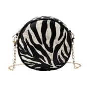 2 Pcs Personality Leopard Round Shaped Shoulder Bags for Women Vintage Chain Casual Small Totes PU Leather Crossbody Handbags