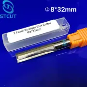 2pc 8mm Double Two Flute Straight Slot CNC Router Bits Wood MDF Milling 8*32mm