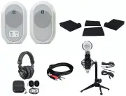 Pair JBL 104 Powered Studio Monitors w/Bluetooth+Headphones+Mic+Stand 104SET-BTW