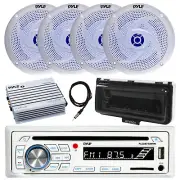 Pyle Bluetooth Marine CD Radio, Cover, Amp, Antenna, 4x 8" 320W Blue LED Speaker