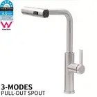 Brushed Nickel 3-Mode Pull Out Down Sprayer Spout Kitchen Sink Mixer Laundry Tap